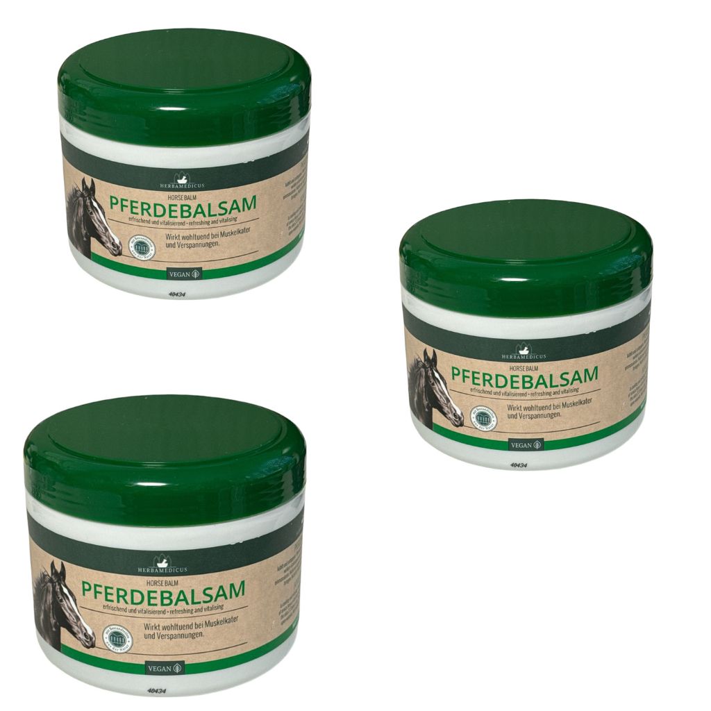 3x500 ml Herbamedicus Pferde Balsam Horse Balm kühlt und entspannt