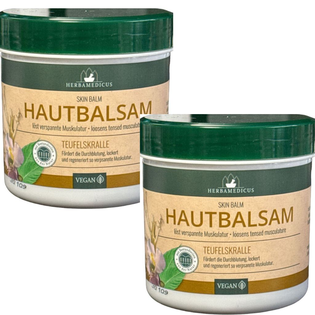 2x250ml Herbamedicus Vegan Hautbalsam Teufelskralle Verspannung