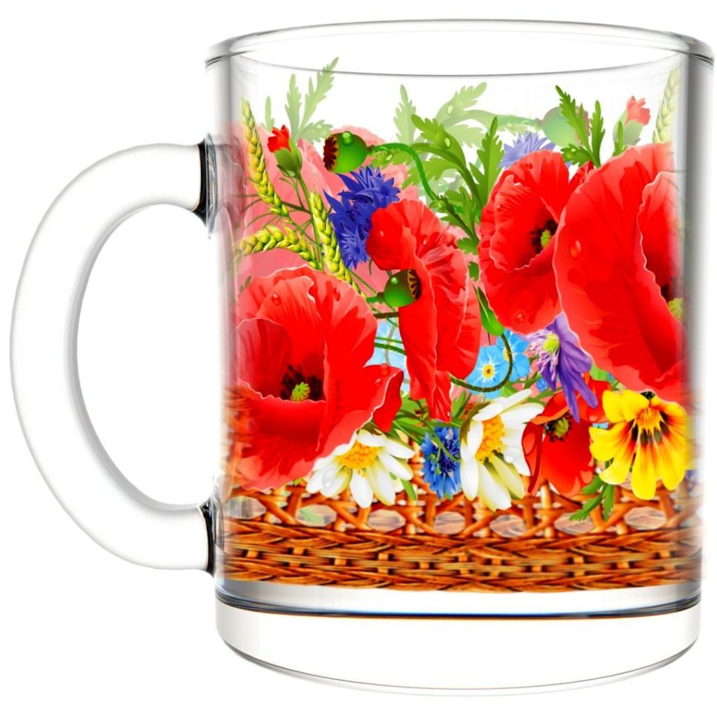 Teebecher „Mohnfeld“ Glasbecher 300 ml Tasse