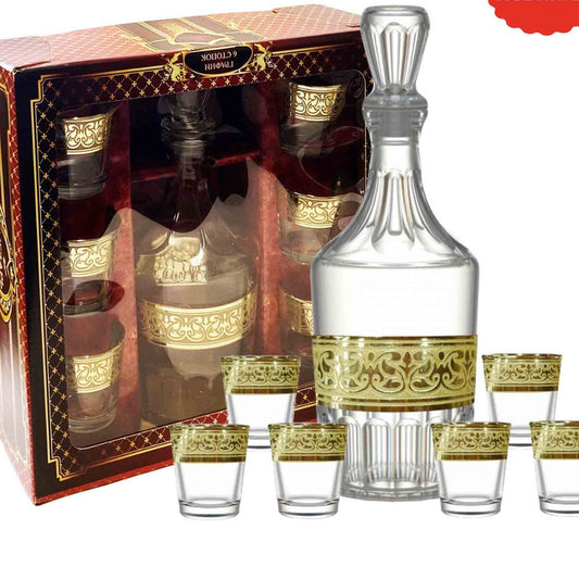 Wodkagläser 6 St.+Karaffe Cesar 50 ml "Twist", mit Gold  Geschenk Set