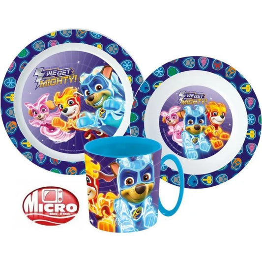 Paw Patrol Besteckset, mikrowellengeeignet Plastik Frühstücksset Teller Becher