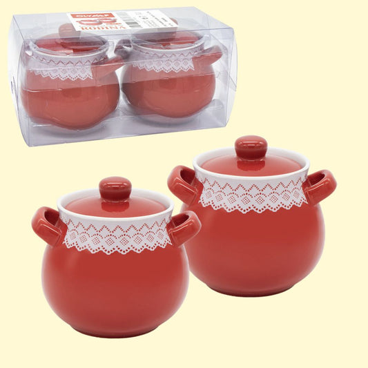 Keramiktopf-Set RODINA rot, 2 St, je 0,65 L Backtöpfe